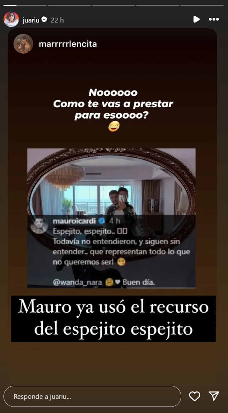 Mauro y sus "espejitos" para Wanda.