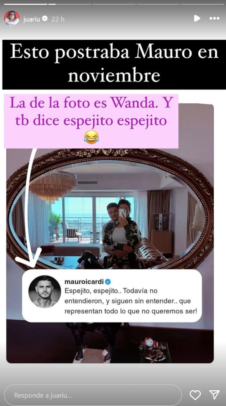 Mauro y sus "espejitos" para Wanda.