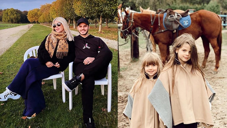 Mauro y Wanda disfrutaron de un día de campo con sus hijas.