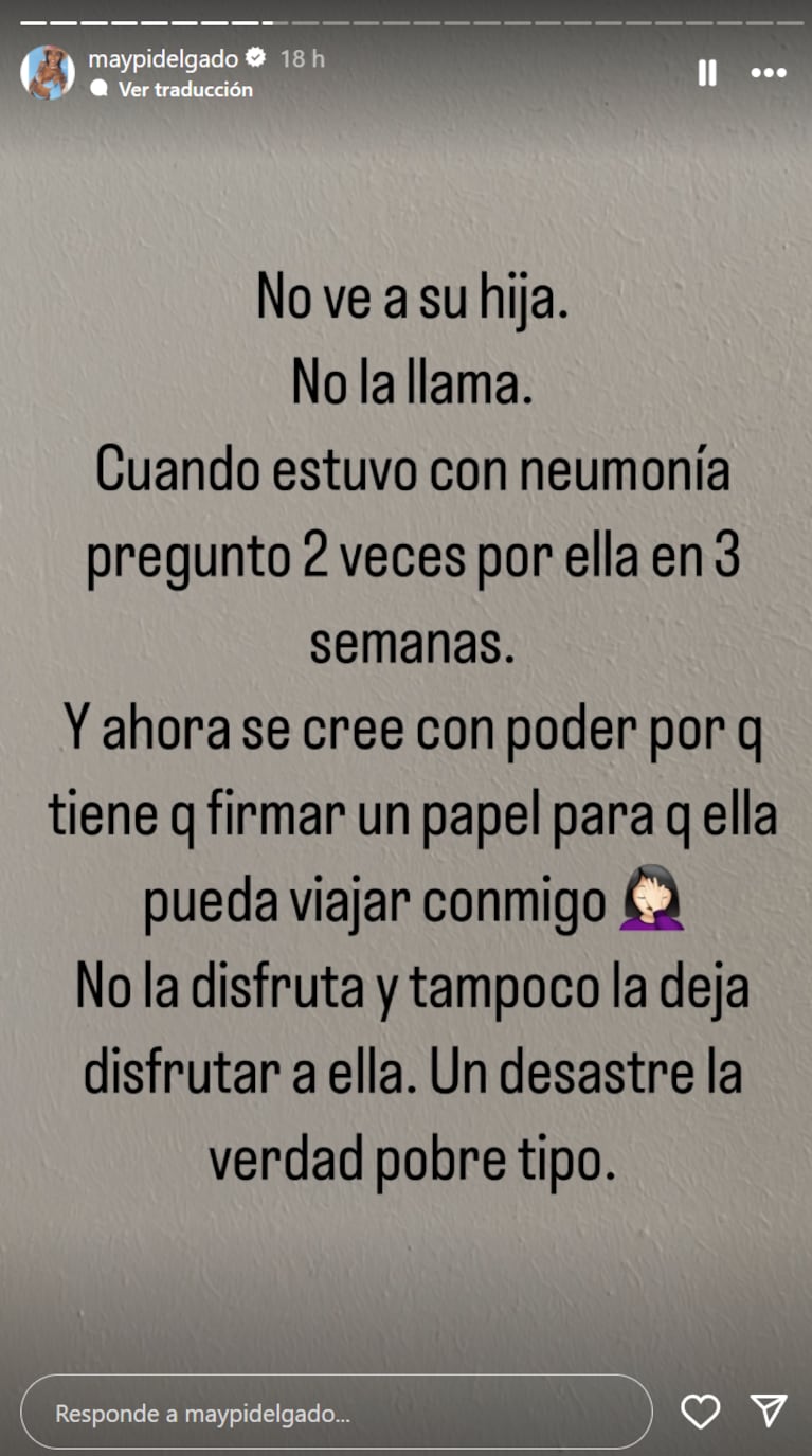 Maypi apuntó contra el padre de su hija.