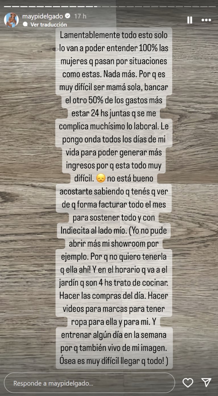 Maypi apuntó contra el padre de su hija.