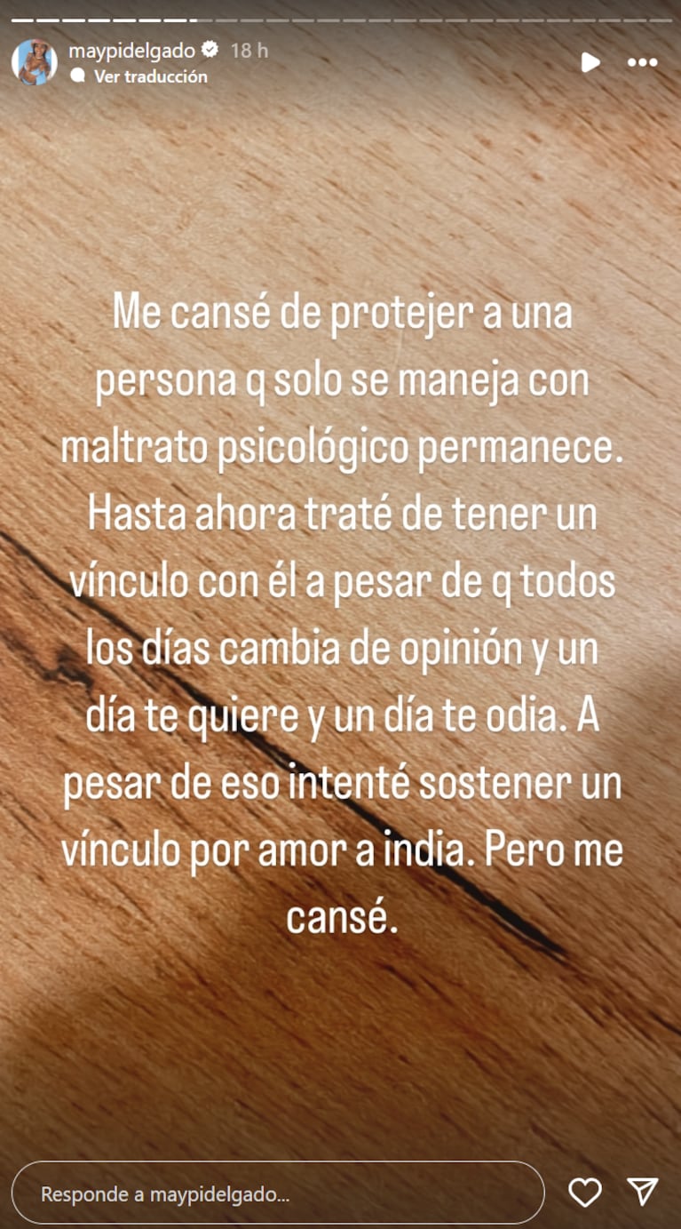 Maypi apuntó contra el padre de su hija.