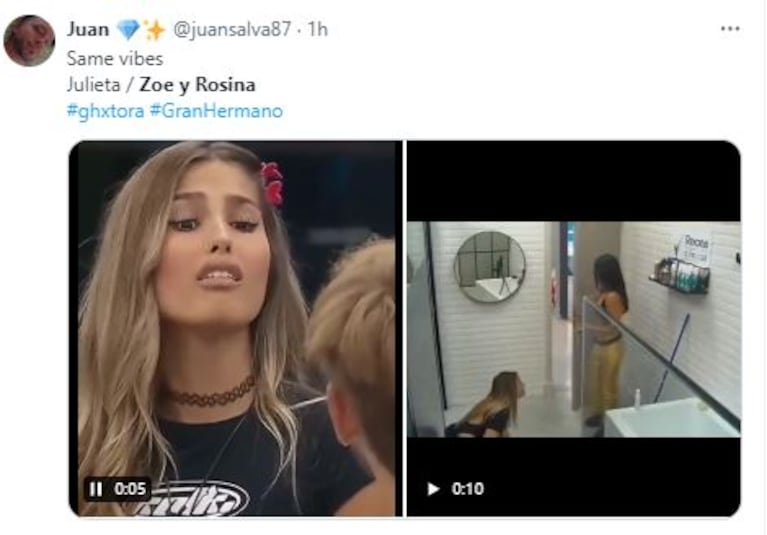 Memes de Zoe y Rosina en Gran Hermano 2023 (Foto: Twitter /X)