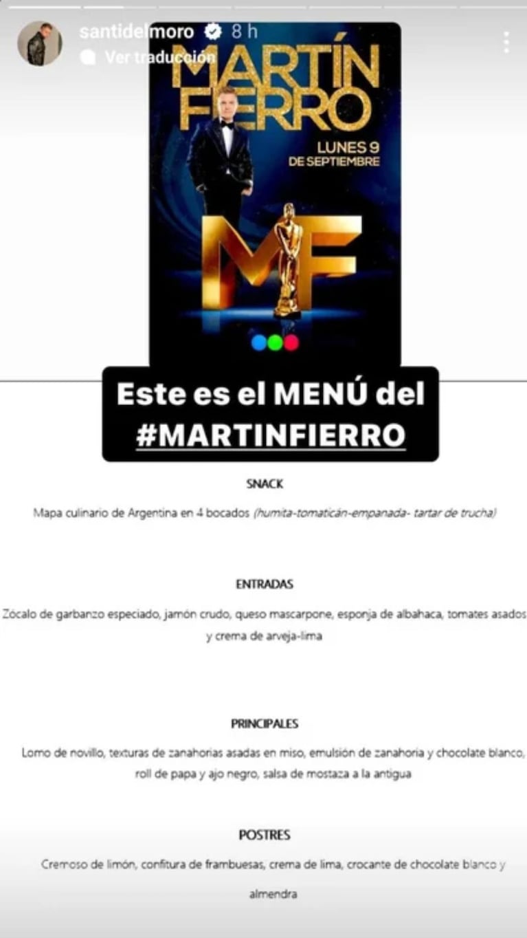 Menú Martín Fierro