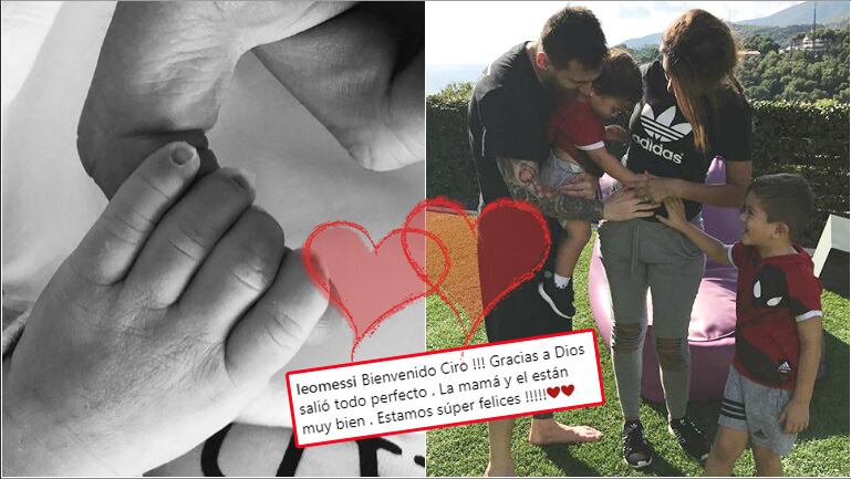 Messi compartió la primera foto de Ciro, su tercer hijo junto a Antonela Roccuzzo (Fotos: Instagram)