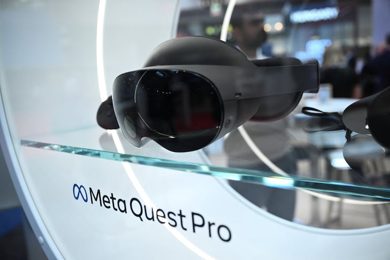 Meta Quest Pro goggles are displayed during a trade fair in Hannover Messe, in Hanover, Germany, April 22, 2024.  REUTERS/Annegret Hilse