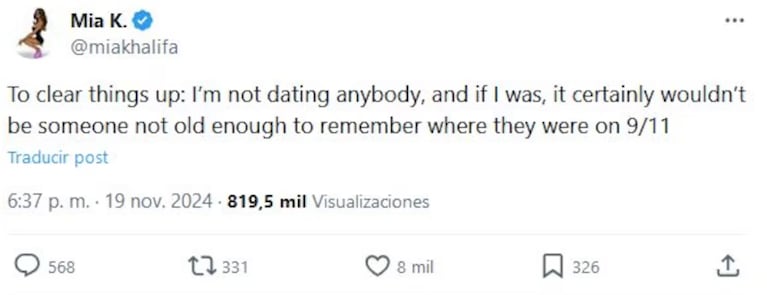 Mia desmintió el rumor de romance con Julián.