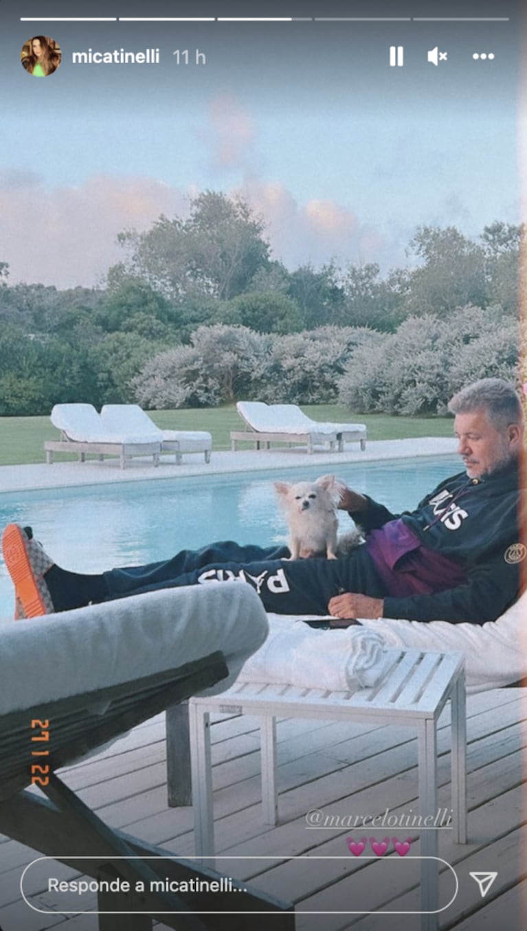 Mica Tinelli compartió la foto más tierna de Marcelo jugando con su mascota en su casa