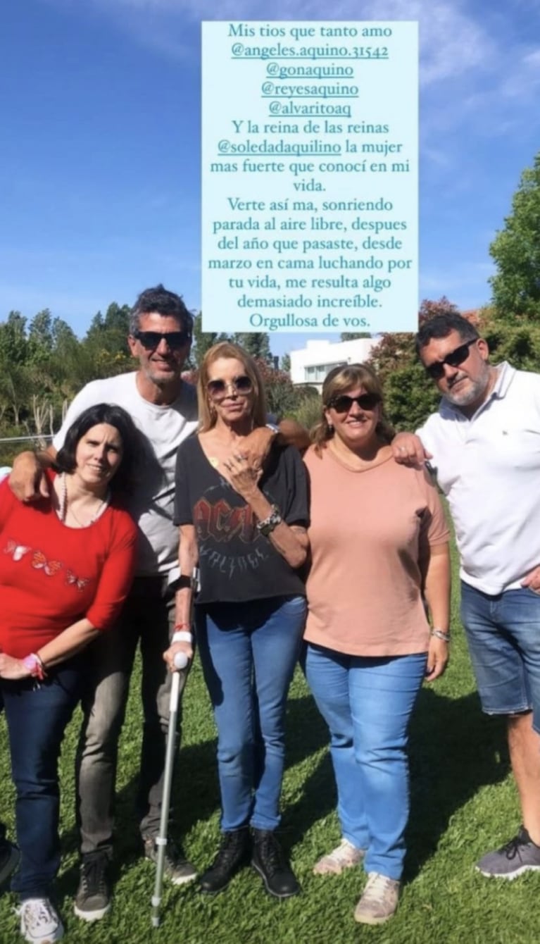 Mica Tinelli compartió la primera foto de Soledad Aquino tras su internación festejando el Día de la Madre: "La mujer más fuerte que conocí"