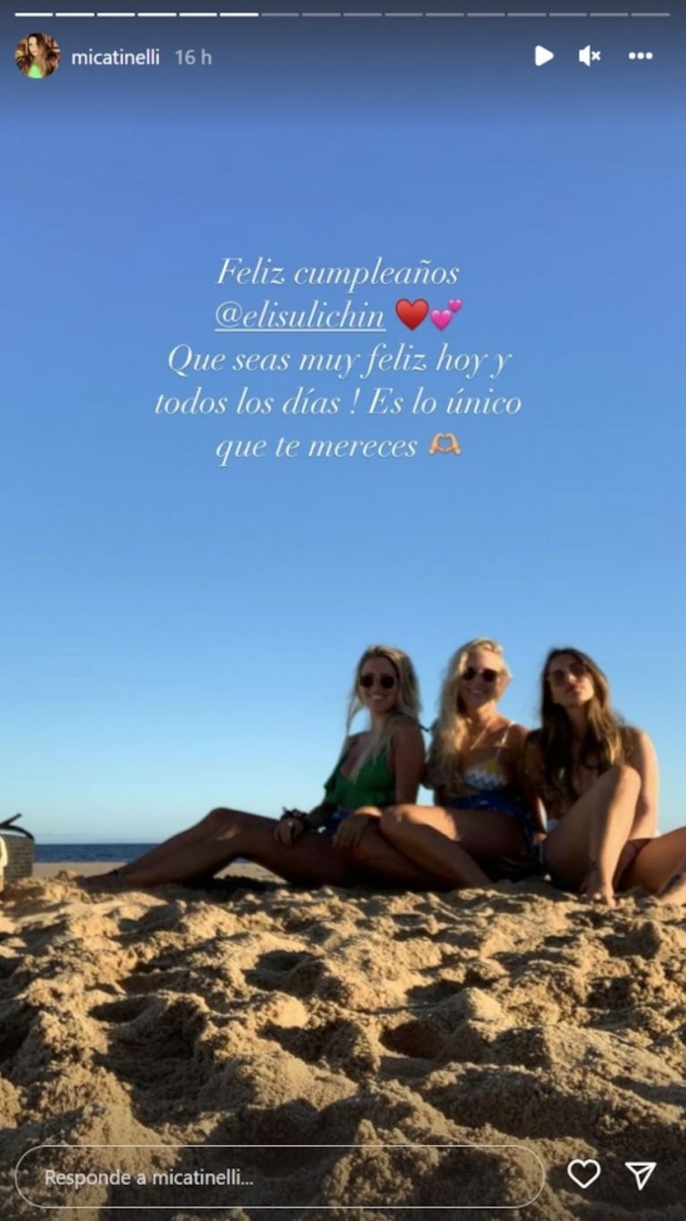 Mica Tinelli le dedicó un profundo posteo a su amiga Eli Sulichin, novia de Benjamín Vicuña