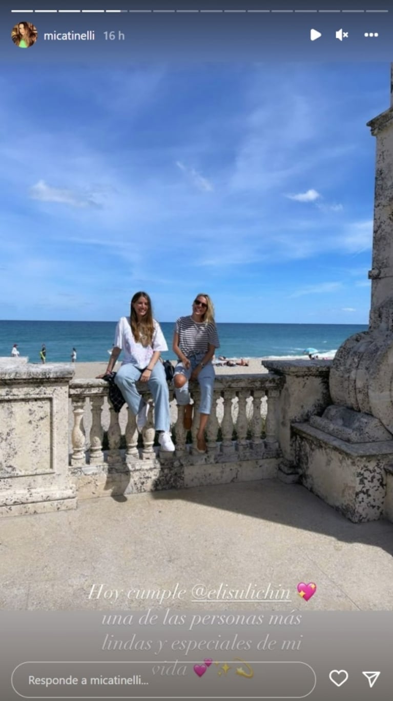 Mica Tinelli le dedicó un profundo posteo a su amiga Eli Sulichin, novia de Benjamín Vicuña