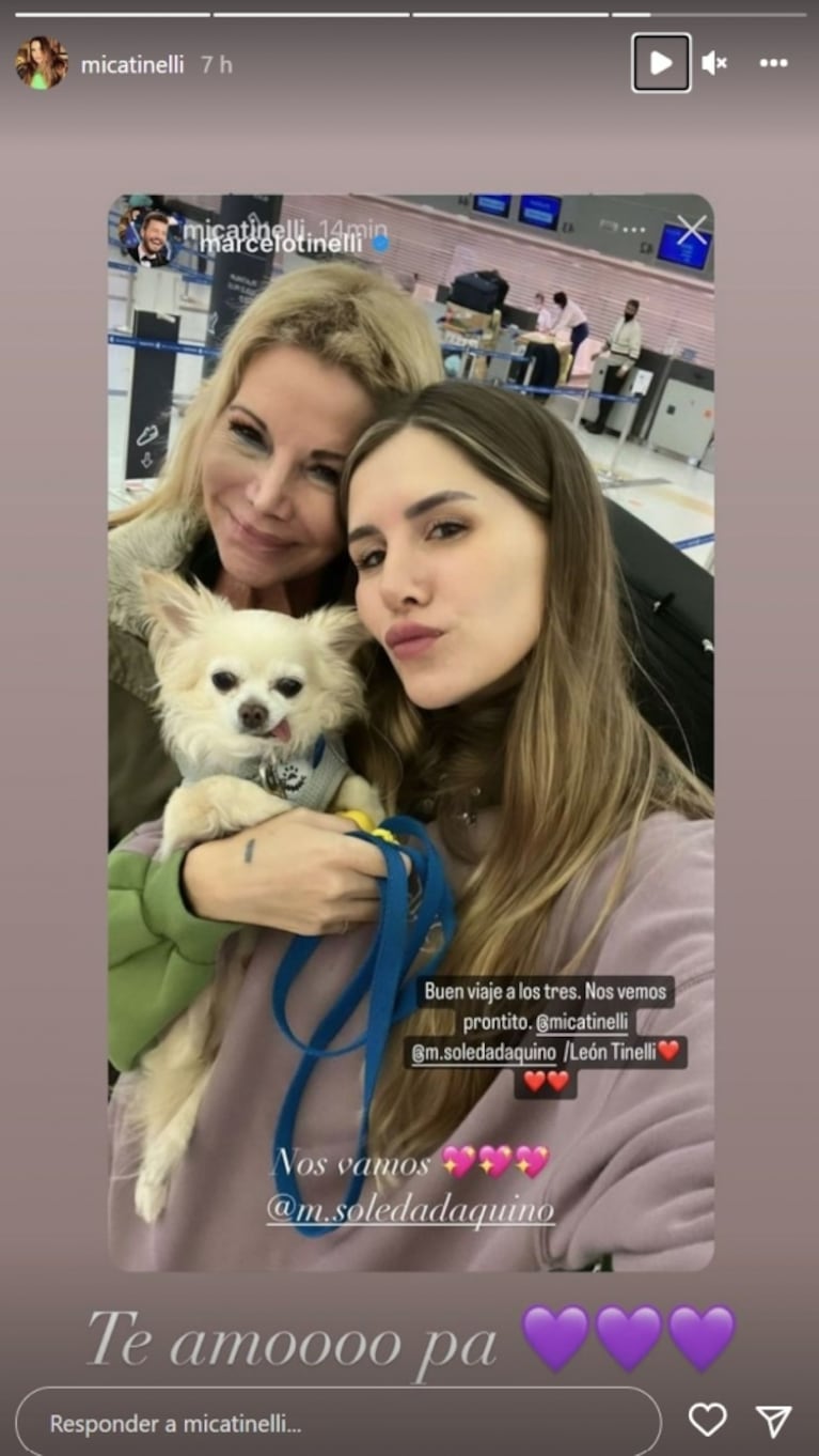 Mica Tinelli se fue de viaje con su mamá, Soledad Aquino: "Nos vamos"