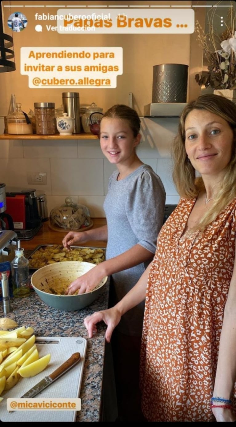 Mica Viciconte compartió una tarde de cocina con las hijas de Fabián Cubero y Nicole Neumann mientras la top vacaciona en Europa