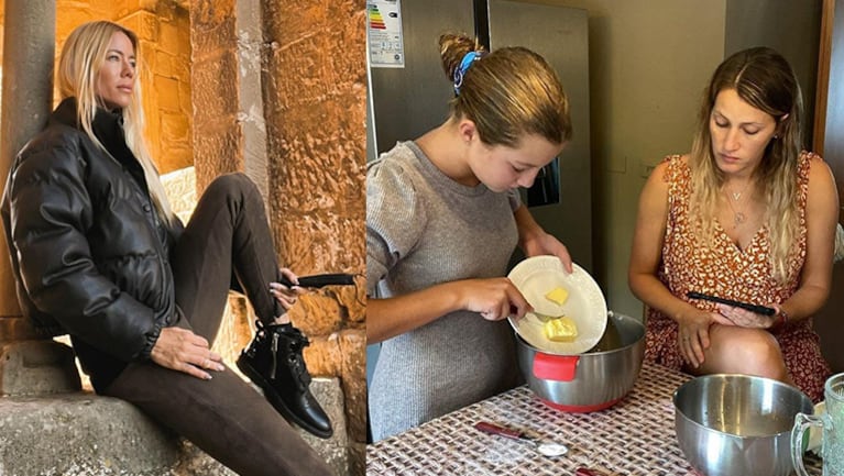 Mica Viciconte compartió una tarde de cocina con las hijas de Fabián Cubero y Nicole Neumann mientras la top vacaciona en Europa.