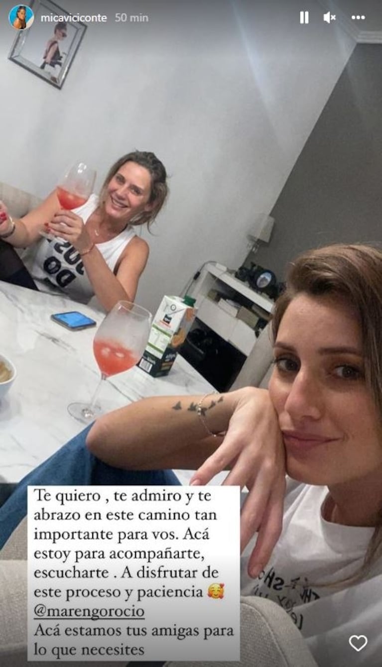 Mica Viciconte le dedicó un conmovedor mensaje a Rocío Marengo por su tratamiento para ser mamá