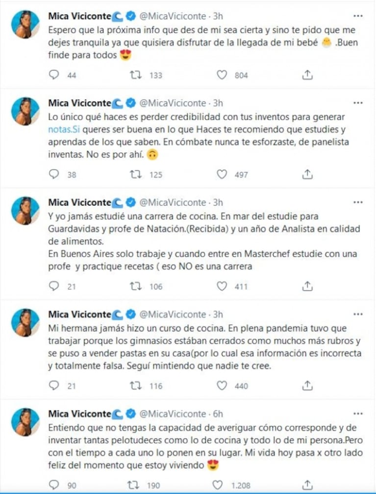 Mica Viciconte y Estefi Berardi tuvieron un picantísimo cruce en Twitter: "Te recomiendo que estudies"