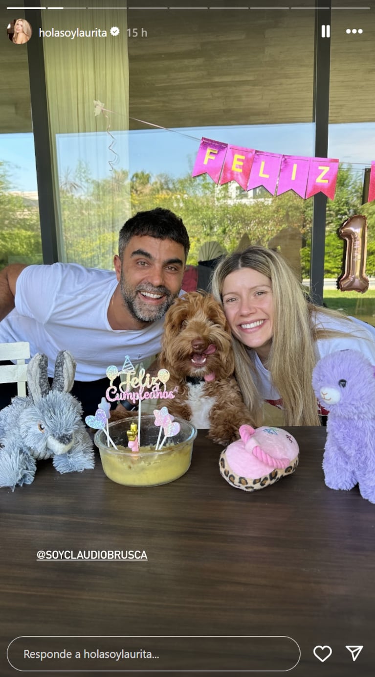 Miel, Laurita y Claudio en su cumple.