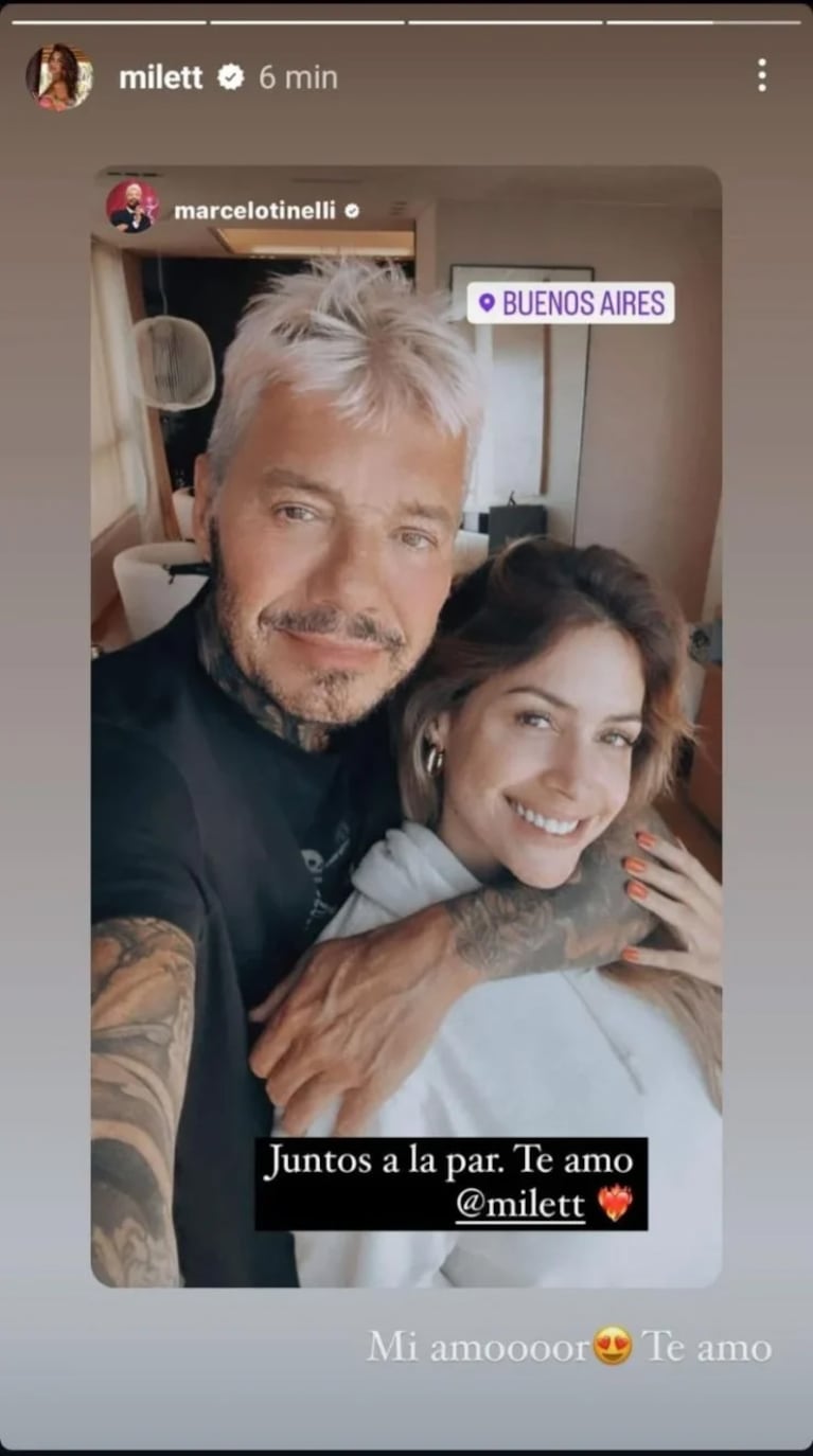 Milett Figueroa replicó la foto y agregó un dulce mensaje para Marcelo Tinelli.