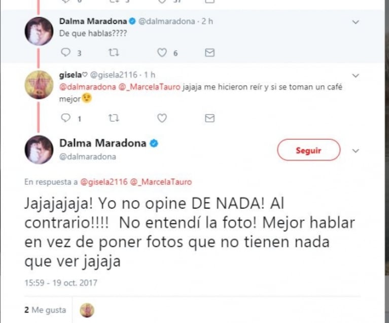 ¡Mirá qué le escribió Dalma Maradona a Marcela Tauro tras su lapidaria réplica en Intrusos!