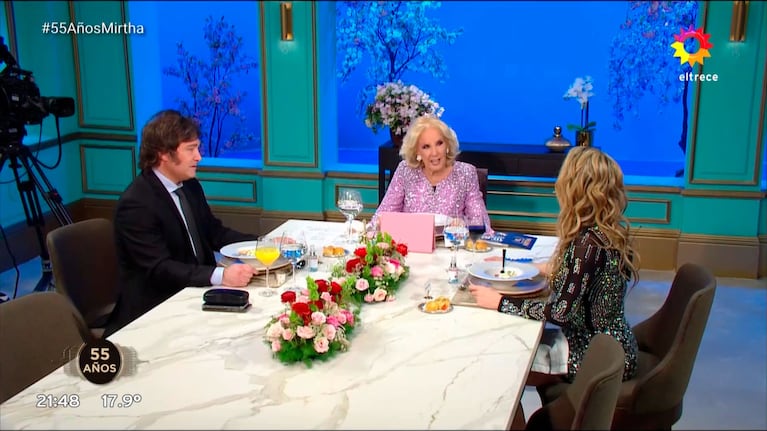 Mirtha Legrand, Fátima Florez y Javier Milei  en La Noche de Mirtha.