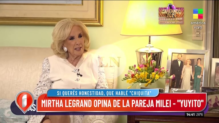 Mirtha Legrand habló de Javier Milei y Yuyito González.