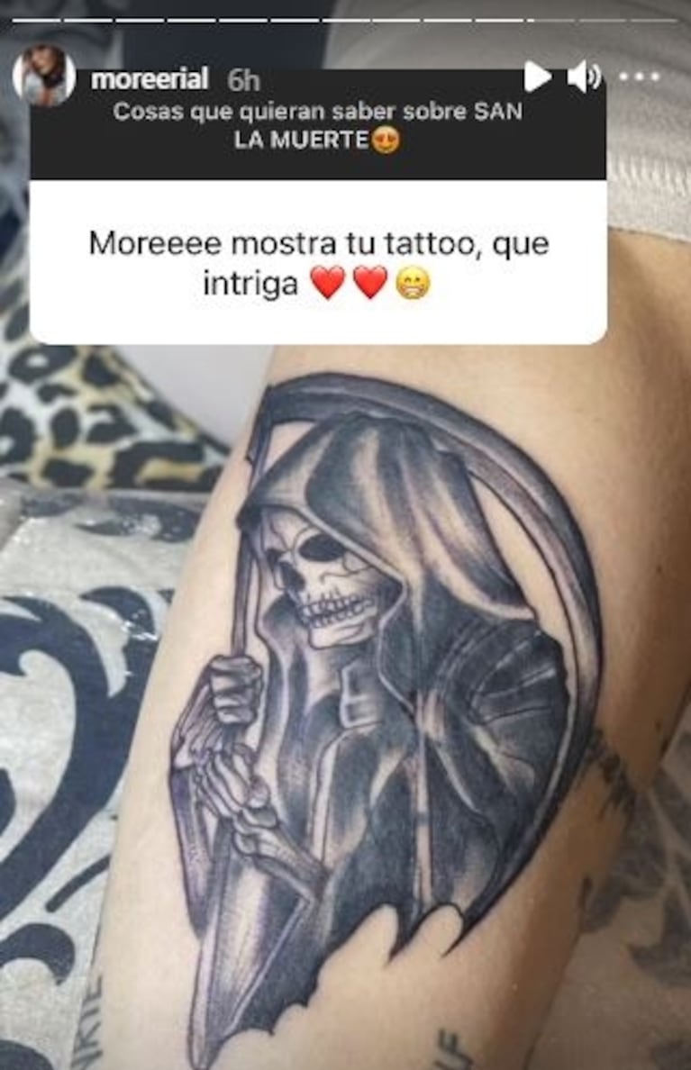 More Rial explicó por qué se tatuó a San La Muerte: "Le hice una promesa"