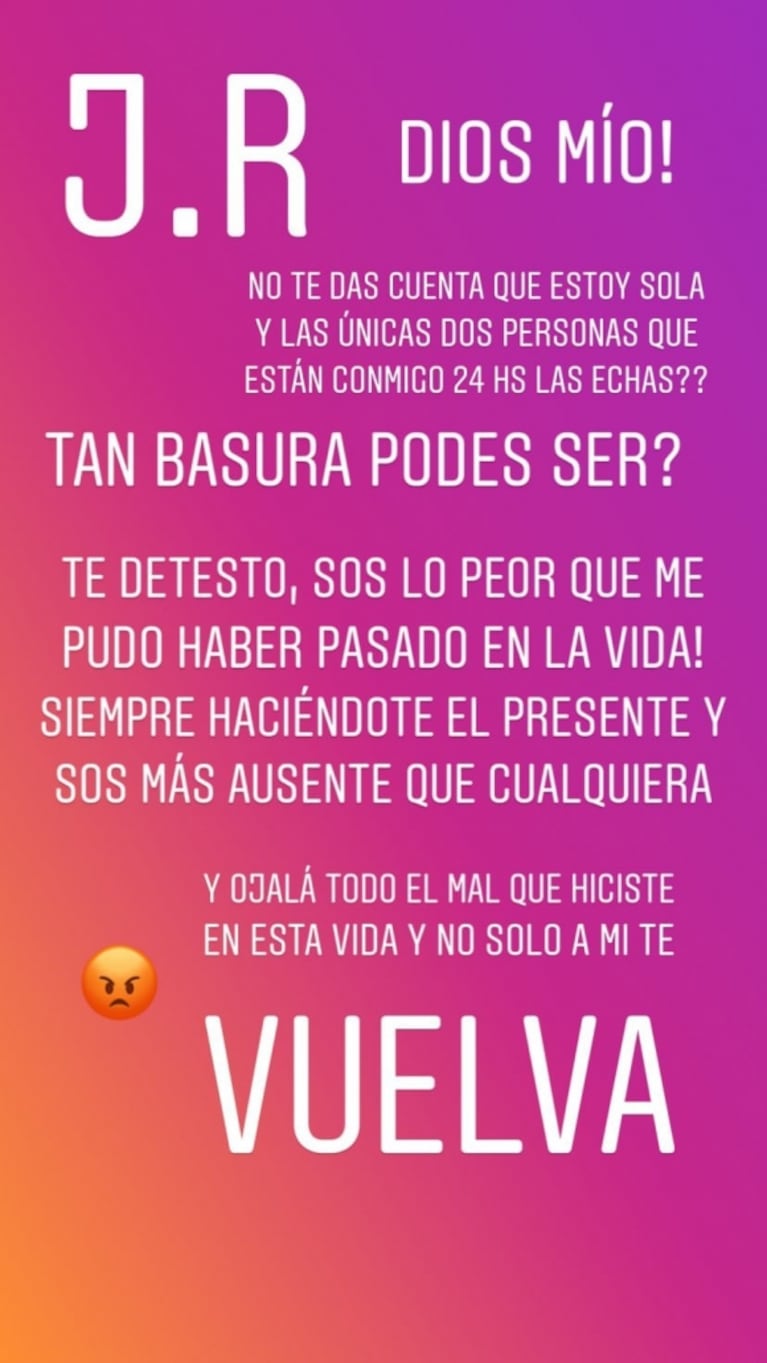 More Rial, furiosa contra Jorge Rial: "Ojalá todo el mal que hiciste, no solo a mi, te vuelva"