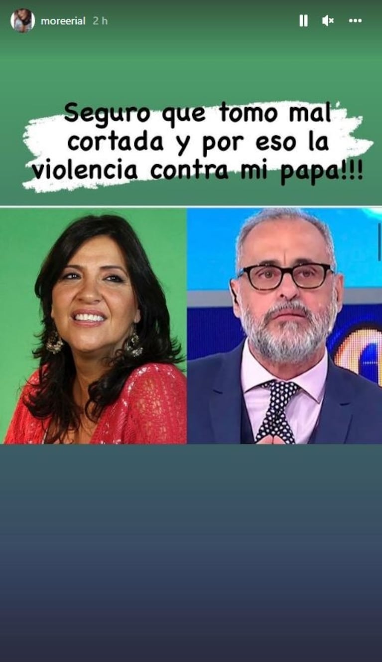 More Rial se metió en la escandalosa pelea de su papá con la Negra Vernaci con una tremenda frase: "Seguro que tomó mal cortada"