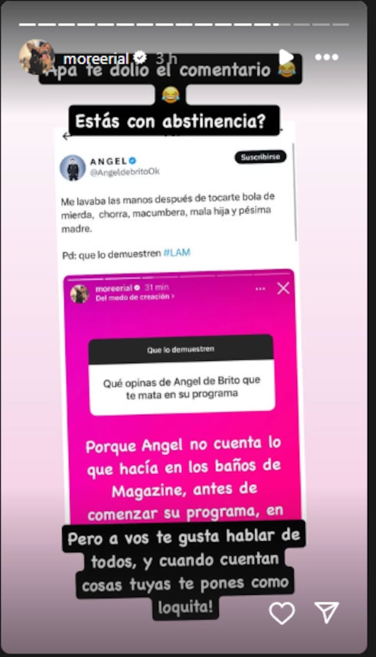 Morena Rial contra Ángel de Brito. (Foto: @Moreerial)