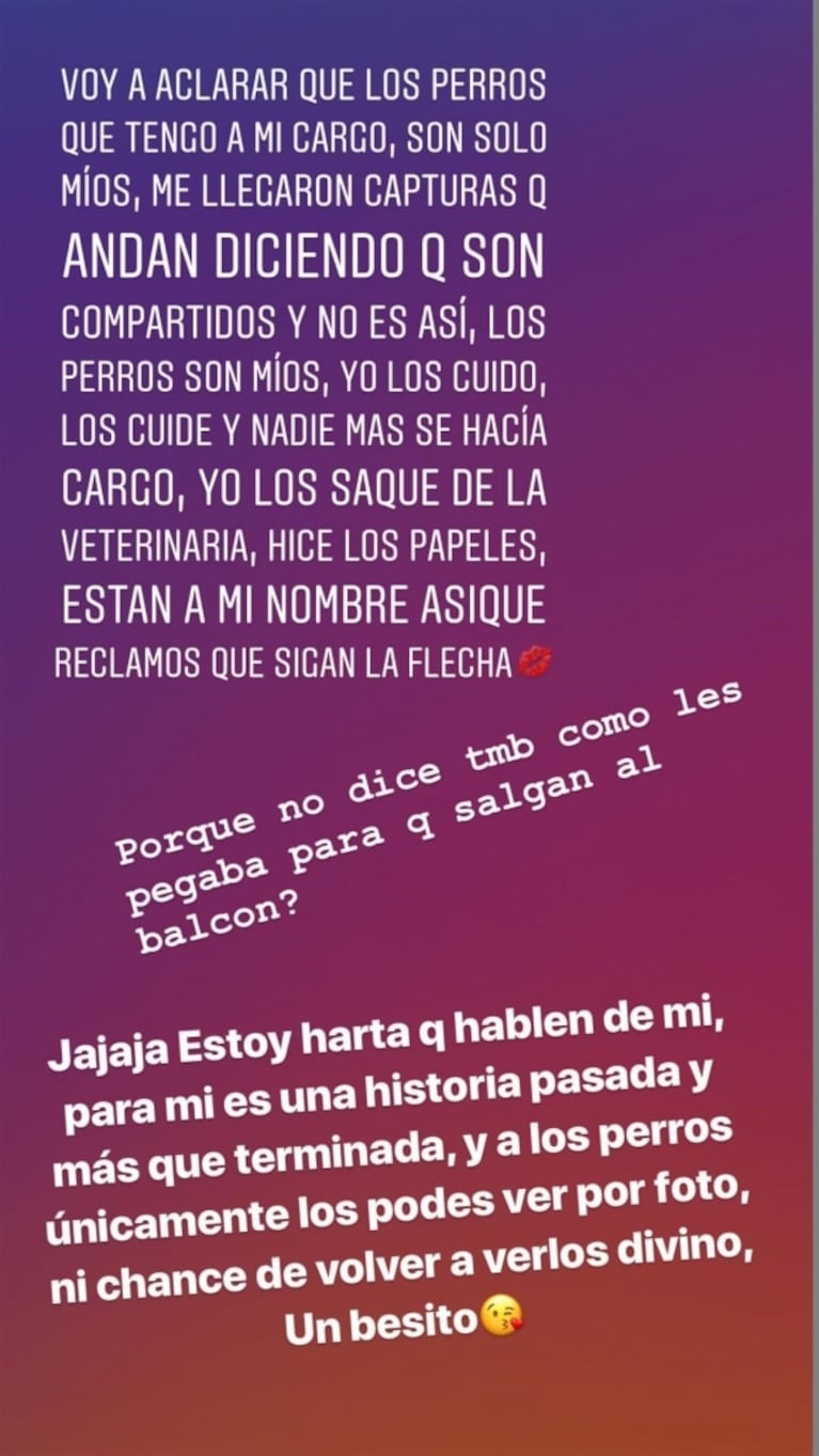 Morena Rial cruzó a su exnovio tras su reclamo por los perros: "¡Ni chance de volver a verlos!"