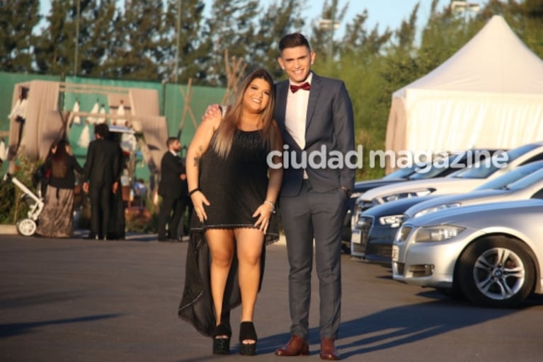 Morena Rial, junto a Facundo Ambrosioni y su bebé en el casamiento de Jorge y Romina Pereiro 