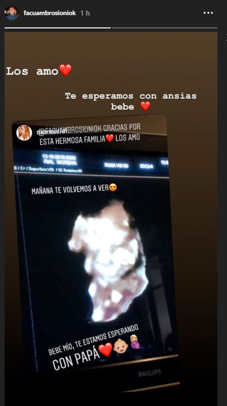 Morena Rial mostró la ecografía de su bebé, embarazada de cuatro meses: "Con papá te estamos esperando"