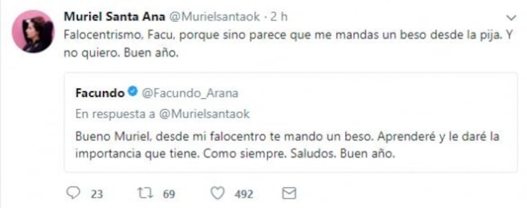 Muriel Santa Ana salió a cruzar a Facundo Arana en Twitter: la frase del actor sobre las mujeres que indignó a la actriz