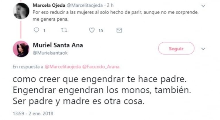 Muriel Santa Ana salió a cruzar a Facundo Arana en Twitter: la frase del actor sobre las mujeres que indignó a la actriz