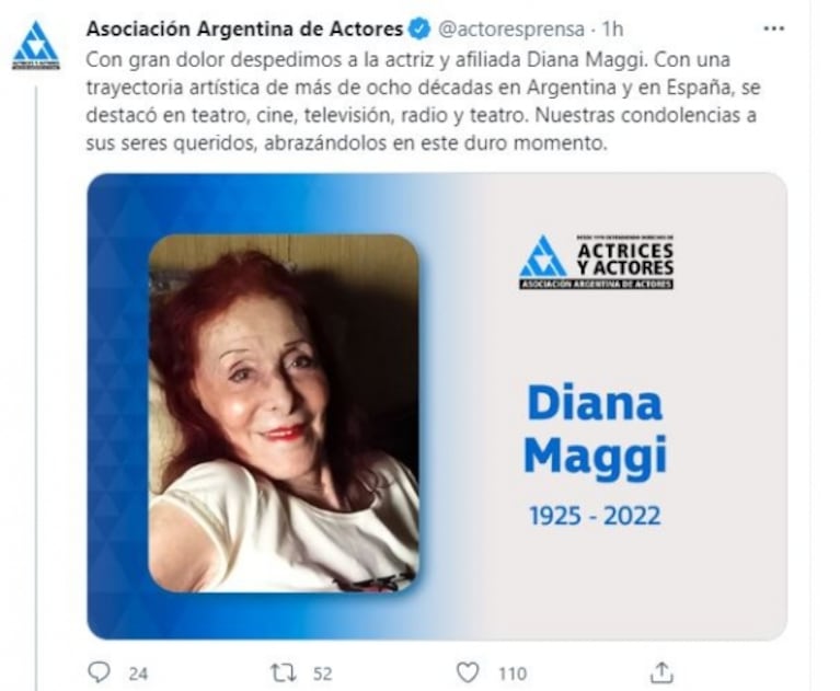 Murió Diana Maggi: la querida actriz tenía 97 años