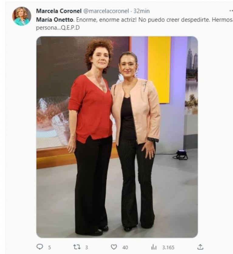 Murió la reconocida actriz María Onetto a los 56 años