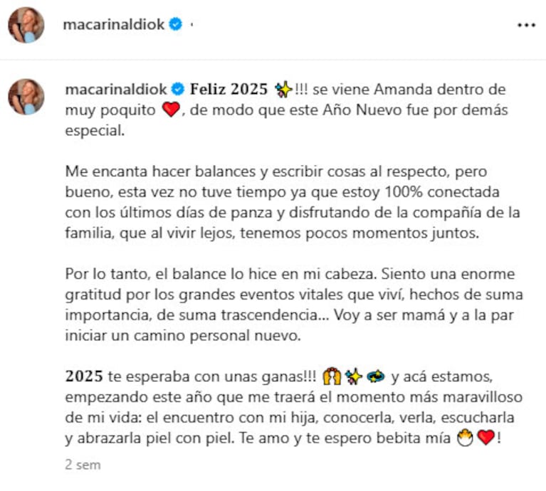 Nació Amanda, la hija de Federico Hoppe y Macarena Rinaldi