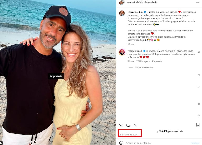 Nació Amanda, la hija de Federico Hoppe y Macarena Rinaldi