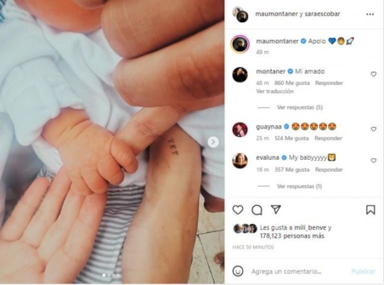 Nació Apolo, el hijo de Mau Montaner y Sara Escobar: las primeras fotos del recién nacido