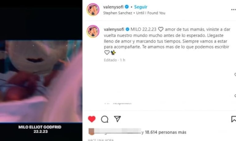 Nació Milo, el hijo de Sofía Elliot y Valentina Godfrid: "Llegaste lleno de amor y marcando tus tiempos"