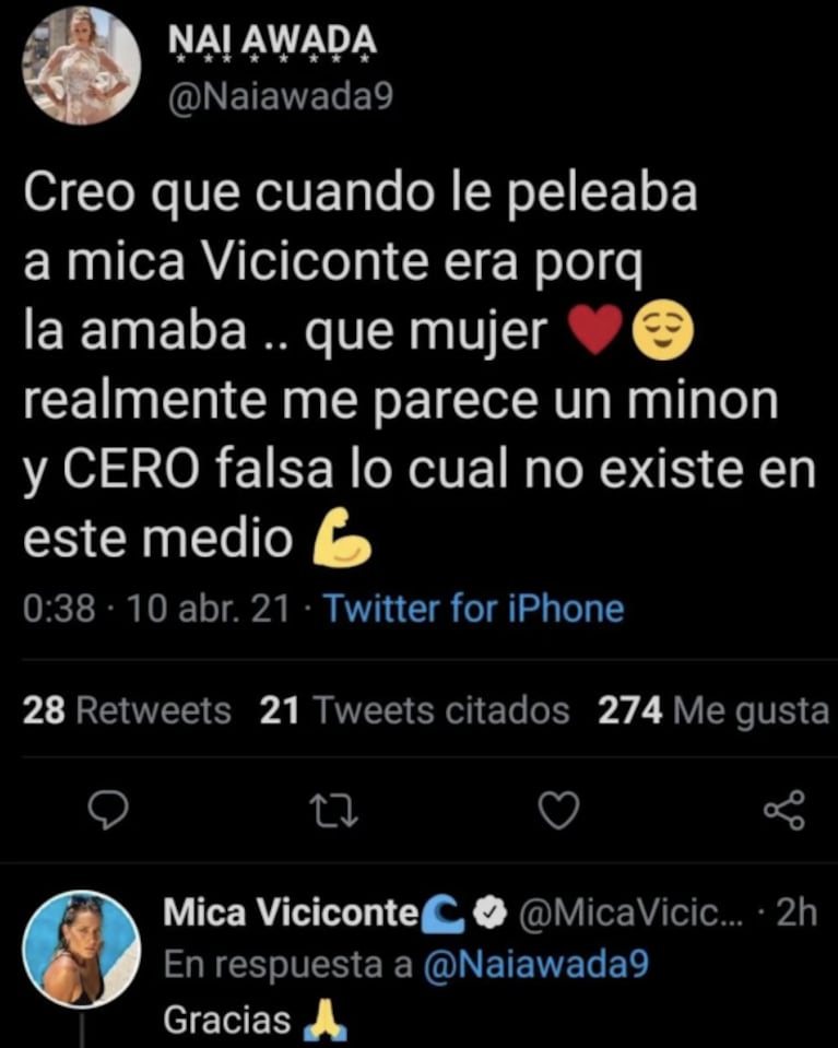 Nai Awada bancó a Mica Viciconte tras su fuerte enfrentamiento: "La peleaba porque la amaba"