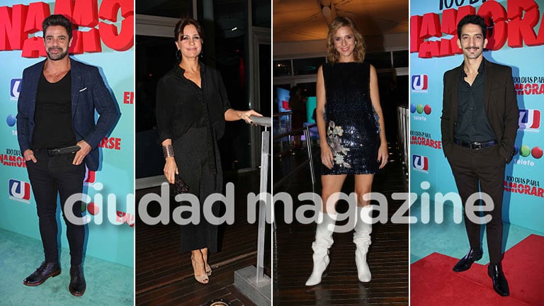 Nancy Dupláa, Carla Peterson, Luciano Castro y Juan Minujín, en la presentación de 100 días para enamorarse. (Foto: Movilpress)