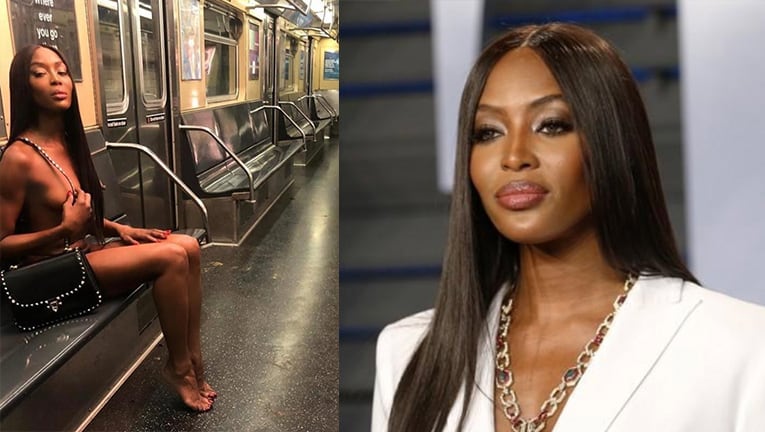 Naomi posó desnuda en el subte para protagonizar una campaña.