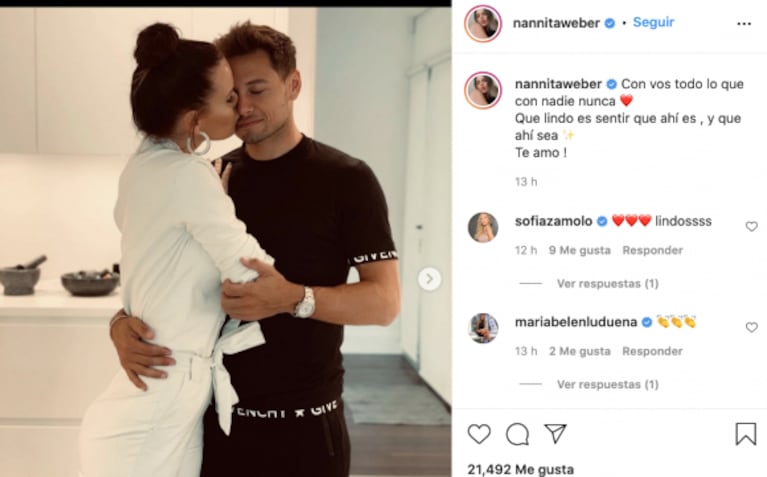 Natalie Weber le dedicó a Mauro Zárate un romántico mensaje tras el rumor de crisis de pareja: "Qué lindo es sentir que es ahí"