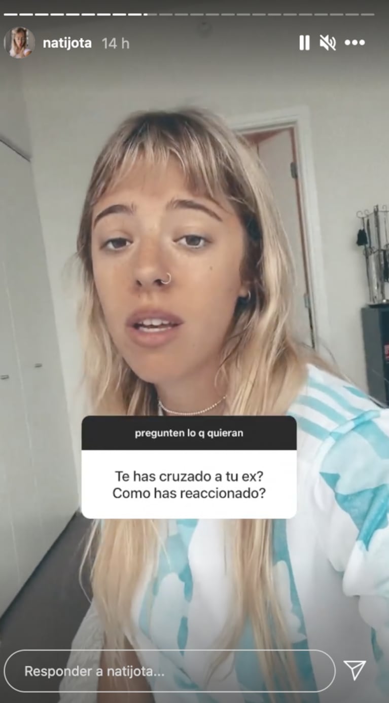 Nati Jota reveló cómo reaccionaría si se cruzara con su ex, el novio de Ivana Nadal: "En tiempos de coronavirus es como re puñito"