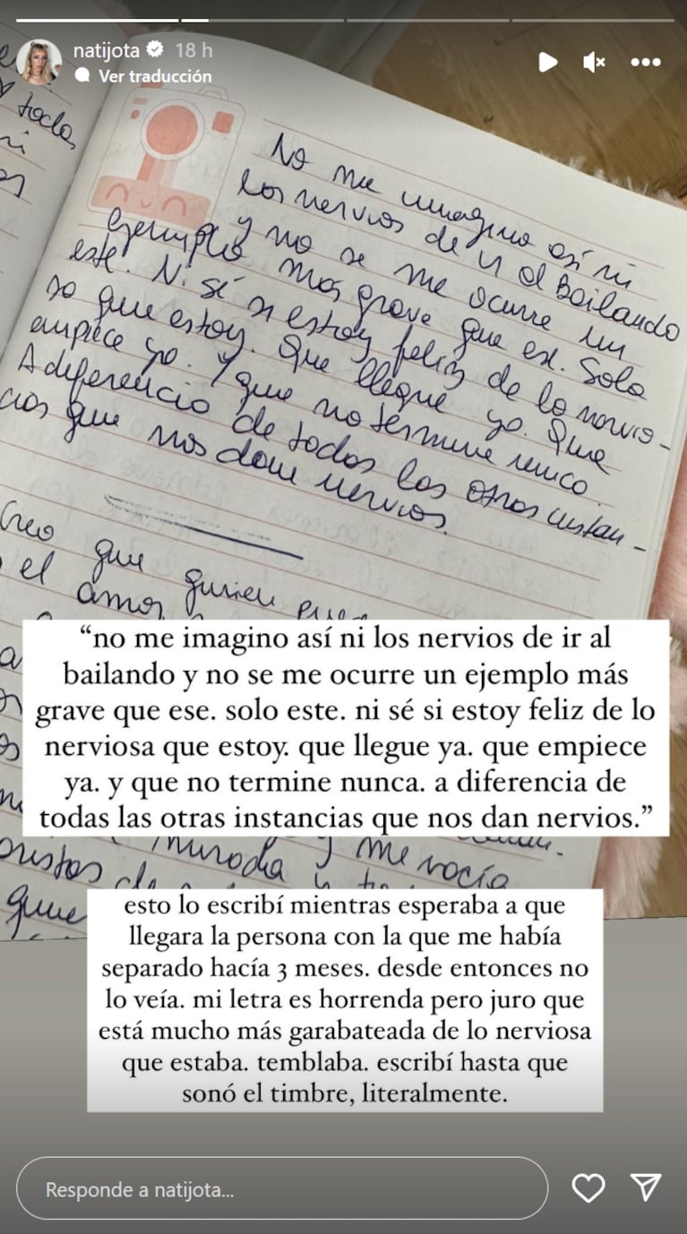 Nati Jota se reencontró con su ex y escribió todo lo que vivió en su diario íntimo