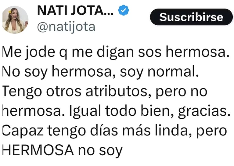 Nati se hartó de los "piropos".