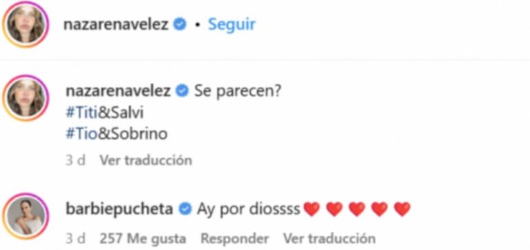 Nazarena Vélez comparó a su hijo Thiago Rodríguez con su nieto Salvador y en las redes reaccionaron