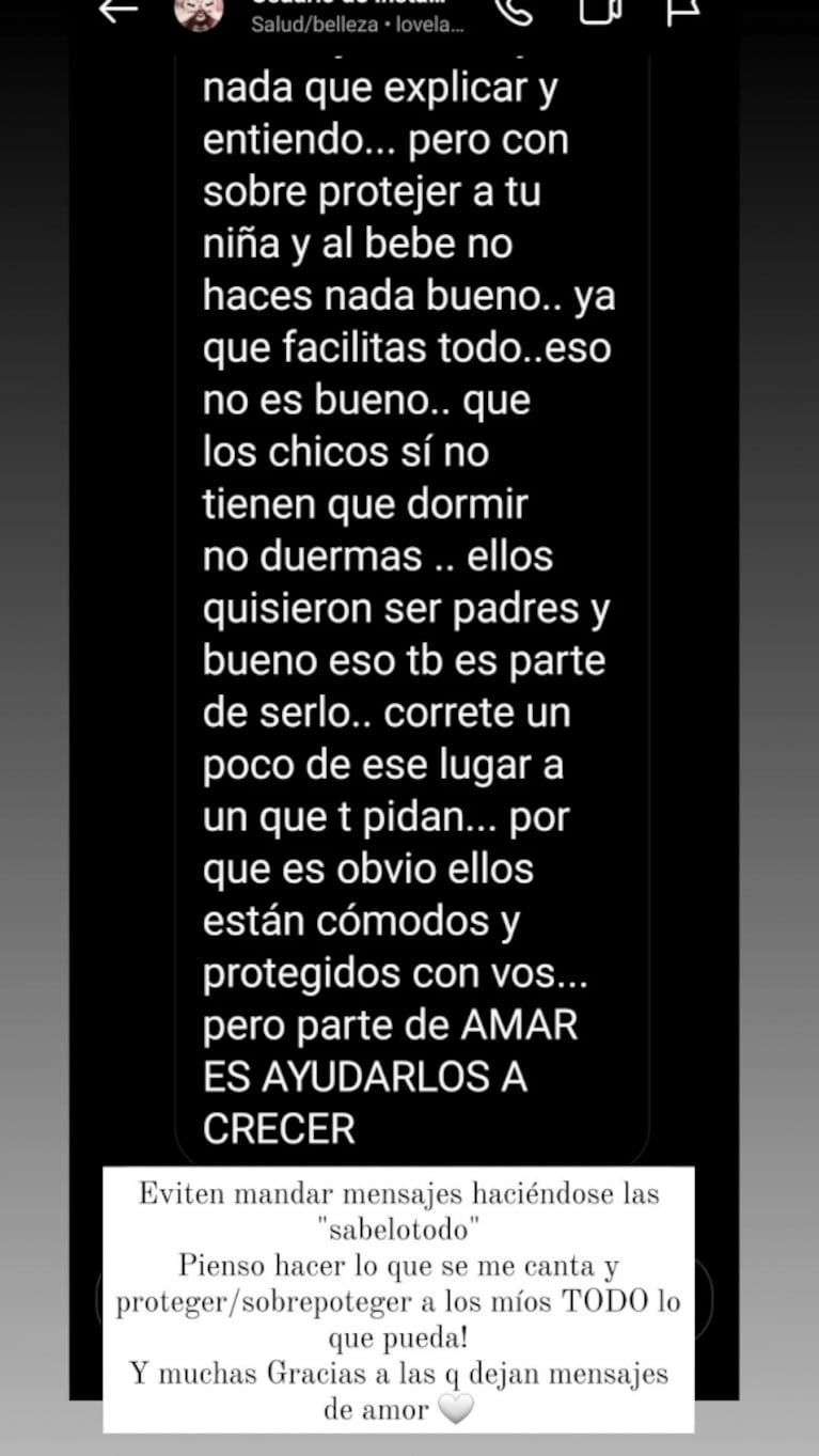 Nazarena Vélez cruzó a quienes la critican por cómo ejerce su rol de abuela: "Pienso hacer lo que se me cante"