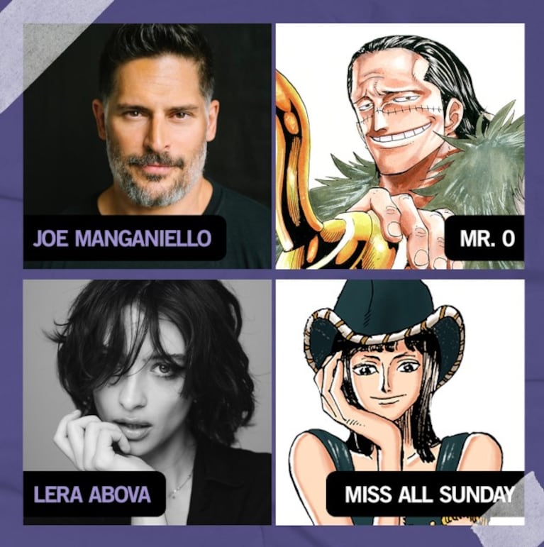 Netflix reveló que Joe Manganiello y Lera Abova interpretarán a Mr. 0 y Miss All Sunday en el Live Action de One Piece.